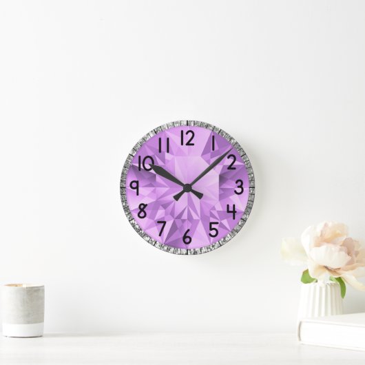 Lila Gem Runde Wanduhr (Zuhause)