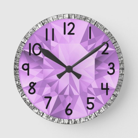 Lila Gem Runde Wanduhr (Vorderseite)