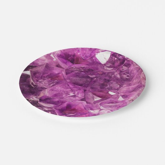 Lila Gem Stone Paper Plate Pappteller (Schrägansicht)