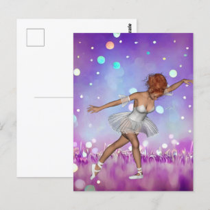 Lila gemalter Bokeh-Hintergrund & Ballerina Postkarte