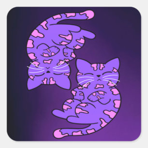 Lila Gemini Kittens Quadratischer Aufkleber