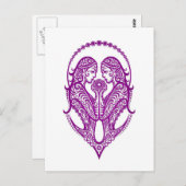 Lila Gemini Zodiac auf Weiß Postkarte (Vorne/Hinten)