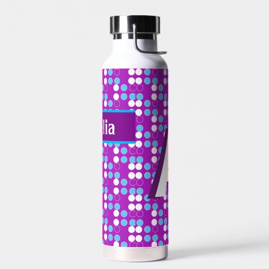 Lila Gemusterte Dots für benutzerdefinierte Monogr Trinkflasche (Links)