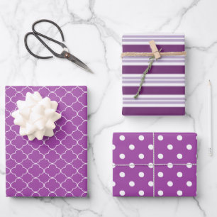 Lila Gemusterte Geschenkpapier Set