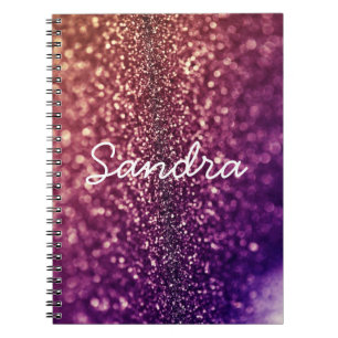 Lila genanntes bling Glitternotizbuch SANDRA Notizblock