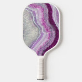 Lila Geode Agate Monogram Name anpassbar Pickleball Schläger (Rückseite)