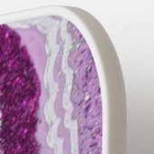 Lila Geode Agate Monogram Name anpassbar Pickleball Schläger (Linke Seite)