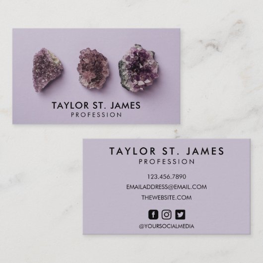 Lila Geode Crystal Modern Visitenkarte (Vorne/Hinten)
