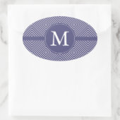 Lila geometrisch Abstraktes Monogramm Ovaler Aufkleber (Tasche)
