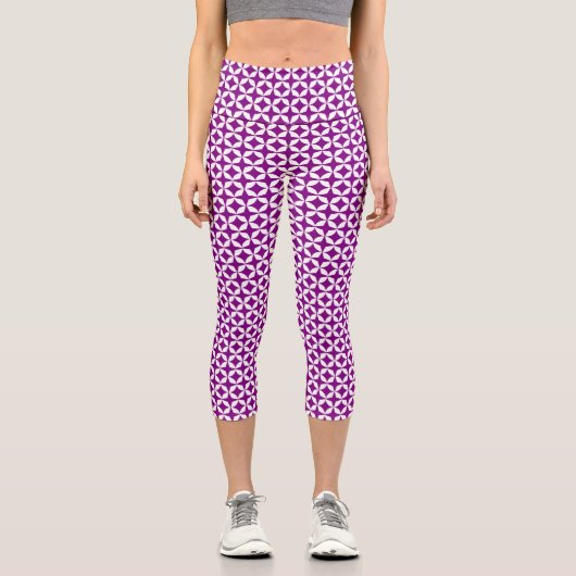 Lila geometrisch capri leggings (Vorderseite)