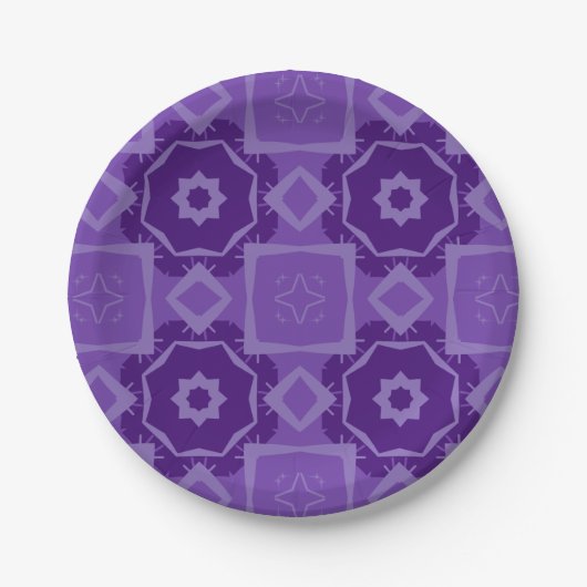 Lila geometrische abstrakte Design-Papierteller Pappteller (Vorderseite)