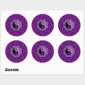 Lila Geometrische Blume Yin Yang Sticker (Blatt)