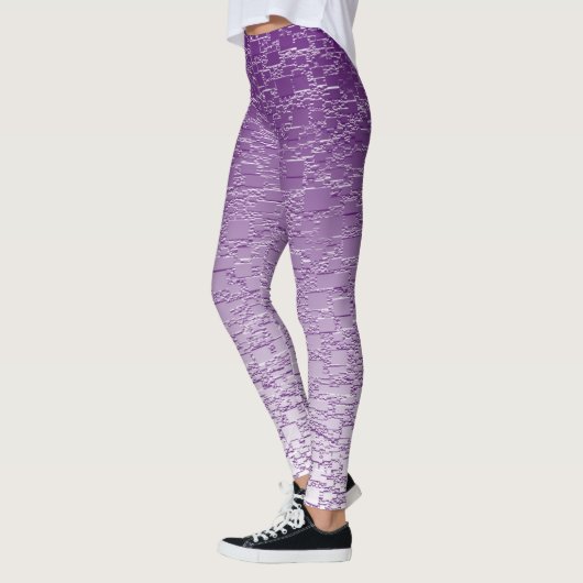 Lila geometrische Formen Mini-Tile-Fade Leggings (Links)