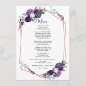 Lila geometrische Hochzeitsempfehlung Menükarte (Vorderseite)