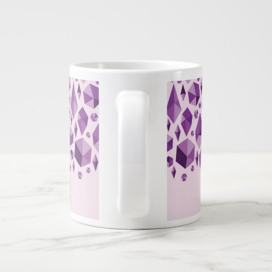 Lila geometrische Juwelformen Jumbo-Tasse (Rückseite)