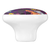 Lila geometrische Konturen über buntem spritzt Keramikknauf (Seitenansicht)