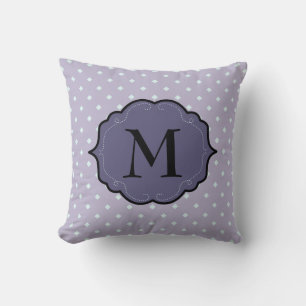 Lila geometrische Punkte lila Monogrammbanner Kissen