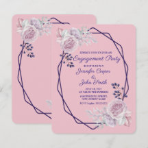 Lila geometrische Rahmen-Verlobung für rosa Peonie