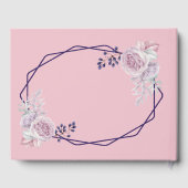 Lila geometrische Rahmenverheiratung mit rosa Peon Gästebuch (Rückseite)