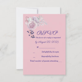 Lila geometrische Rahmenverheiratung mit rosa Peon RSVP Karte