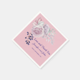 Lila geometrische Rahmenverheiratung mit rosa Peon Serviette