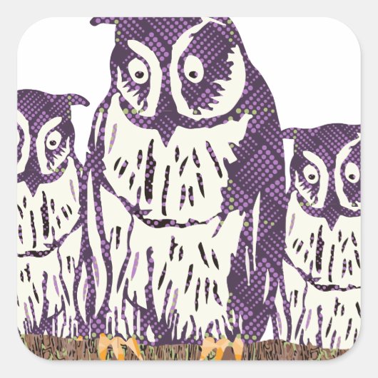 Lila geometrische Schälfamilie Quadratischer Aufkleber (Vorderseite)