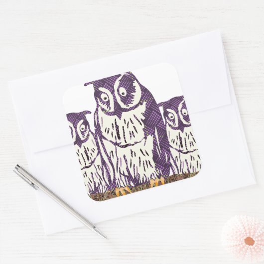 Lila geometrische Schälfamilie Quadratischer Aufkleber (Umschlag)