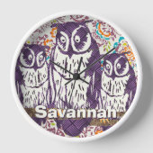 Lila geometrische Schälfamilie Wanduhr (Vorderseite)