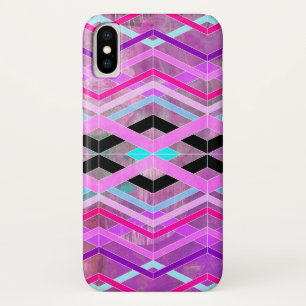 Lila geometrische Streifen in Rosa und Aqua Case-Mate iPhone Hülle