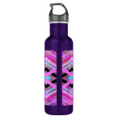 Lila geometrische Streifen in Rosa und Aqua Edelstahlflasche (Rückseite)