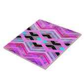Lila geometrische Streifen in Rosa und Aqua Fliese (Seite)