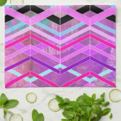 Lila geometrische Streifen in Rosa und Aqua Geschirrtuch (Gefaltet)