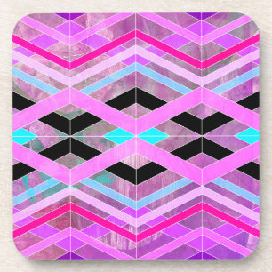 Lila geometrische Streifen in Rosa und Aqua Getränkeuntersetzer