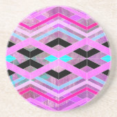 Lila geometrische Streifen in Rosa und Aqua Getränkeuntersetzer (Vorne)