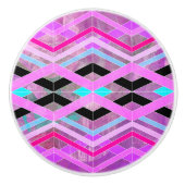 Lila geometrische Streifen in Rosa und Aqua Keramikknauf (Vorderseite)