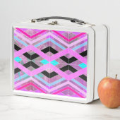 Lila geometrische Streifen in Rosa und Aqua Metall Brotdose (Beispiel)