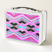 Lila geometrische Streifen in Rosa und Aqua Metall Brotdose (Rückseite)