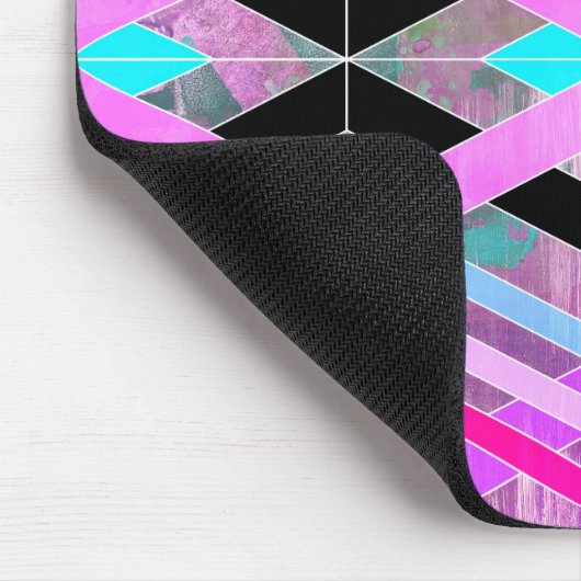 Lila geometrische Streifen in Rosa und Aqua Mousepad (Ecke)
