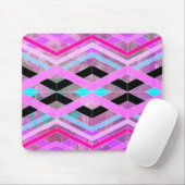Lila geometrische Streifen in Rosa und Aqua Mousepad (Mit Mouse)