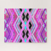 Lila geometrische Streifen in Rosa und Aqua Puzzle (Horizontal)