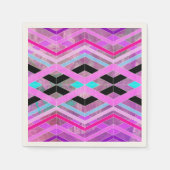 Lila geometrische Streifen in Rosa und Aqua Serviette (Vorderseite)