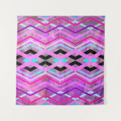 Lila geometrische Streifen in Rosa und Aqua Wandteppich (Vorderseite)