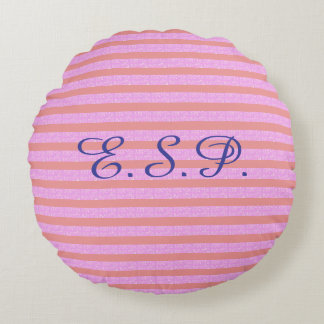 Lila geometrische Streifen Rundes Kissen