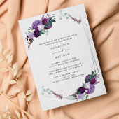 Lila geometrischer Hochzeitsempfang Folieneinladung