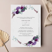 Lila geometrischer Hochzeitsempfang Folieneinladung