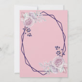 Lila geometrischer Rahmen für rosa Peonies Einladung (Rückseite)