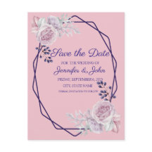 Lila geometrischer Rahmen für rosa Peonies Save th