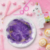 Lila geometrisches 21. Geburtstag Party Pappteller (Party)