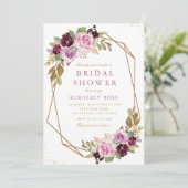 lila geometrisches Brautparty Einladung (Stehend Vorderseite)