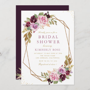 lila geometrisches Brautparty Einladung